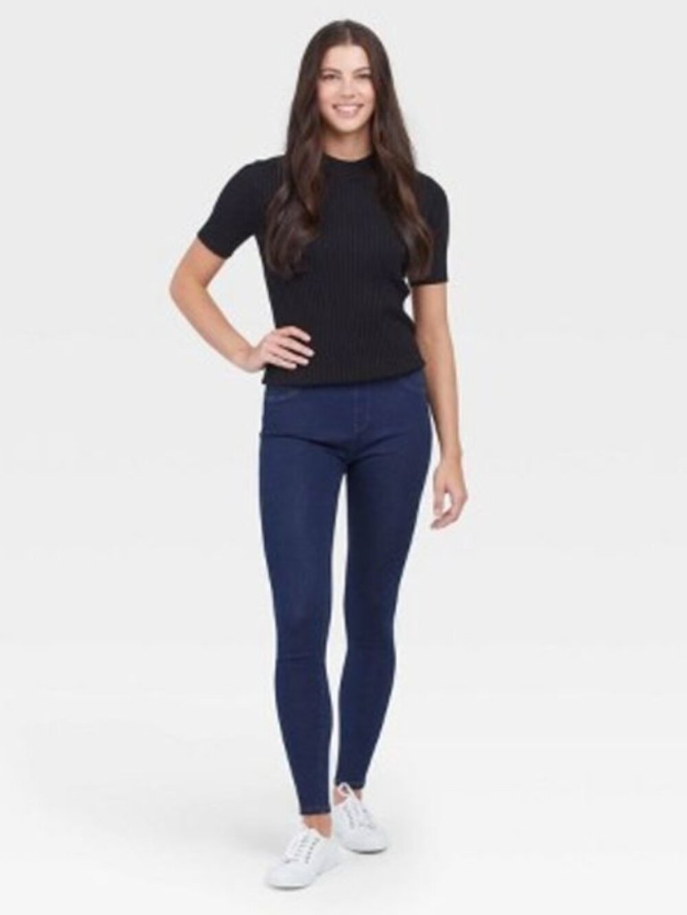 Spanx Assets Dark Blue High Rise Denim Jeggings L - Picture 2 of 5